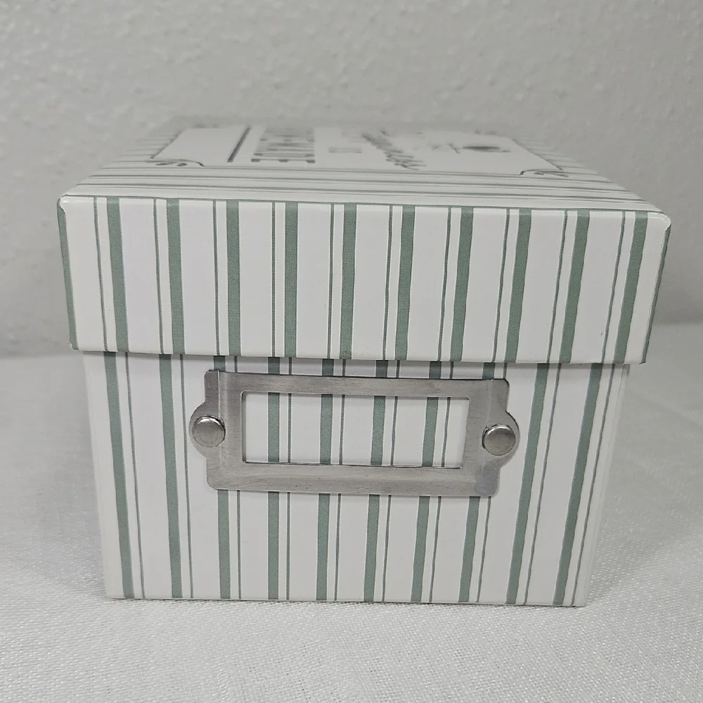 Happiness is Homemade White, Black & Sage Striped Decorative Box